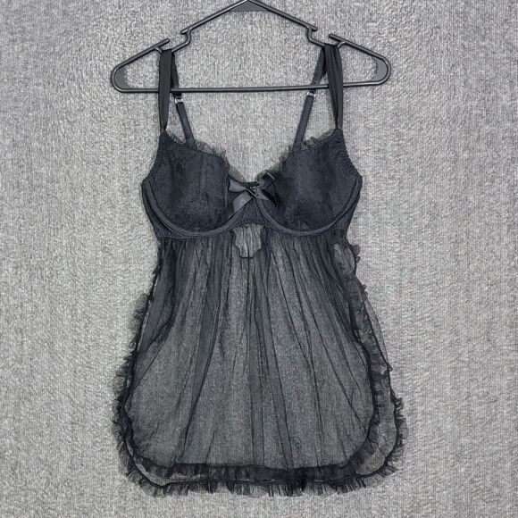 Victoria's Secret Other - Victorias Secret Sexy Little Things Teddy Lingerie Womens 34D Black Babydoll Bra